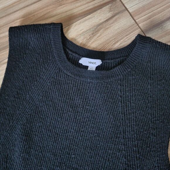 Vince Plaited Rib Knit Sleeveless Shift Dress in Black - Picture 6 of 13